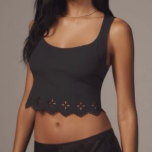 🟠NWT ANTHROPOLOGIE Seamless Laser-Cut
Tank Top in Black Onyx